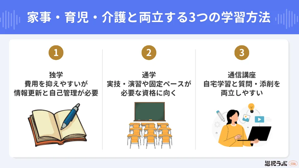 家事・育児・介護と両立する3つの学習方法