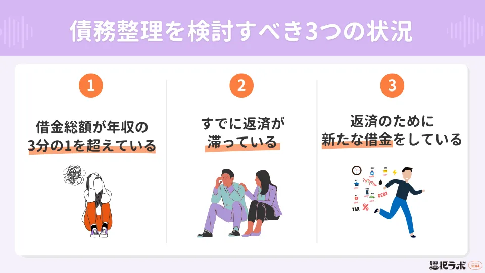債務整理を検討すべき3つの状況