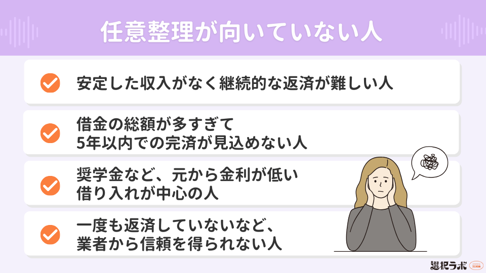 任意整理が向いていない人