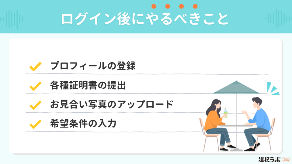 エン婚活エージェントログイン後にやるべきこと