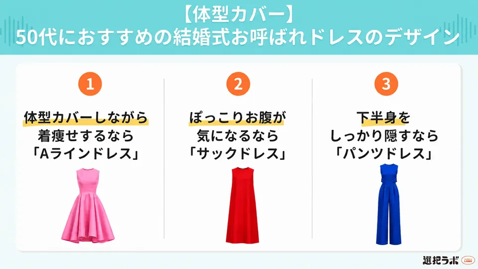 【体型カバー】50代におすすめの結婚式お呼ばれドレスのデザイン