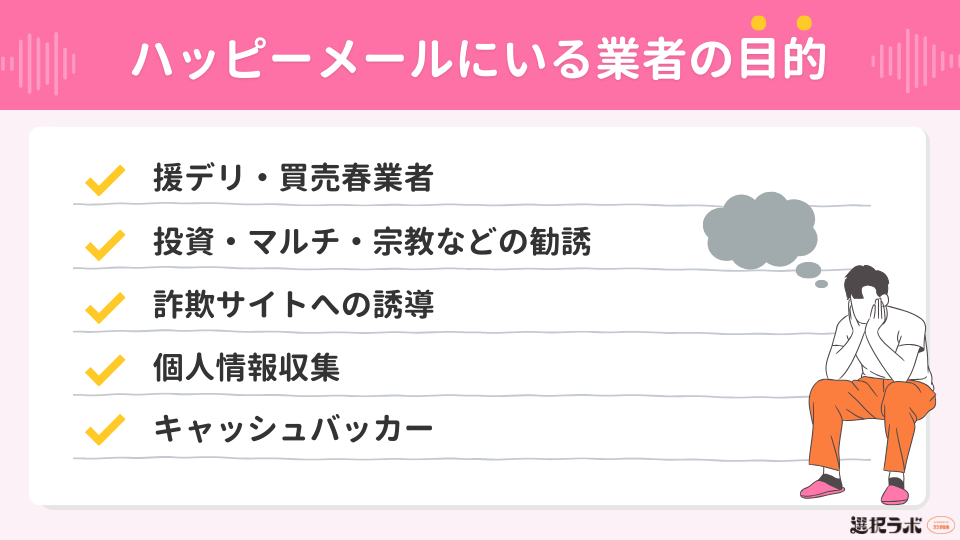 ハッピーメールにいる業者の目的とは？
