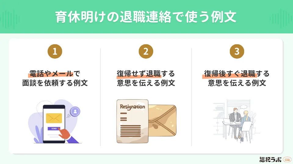 育休明けの退職連絡で使う例文