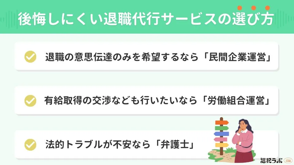 後悔しにくい退職代行サービスの選び方